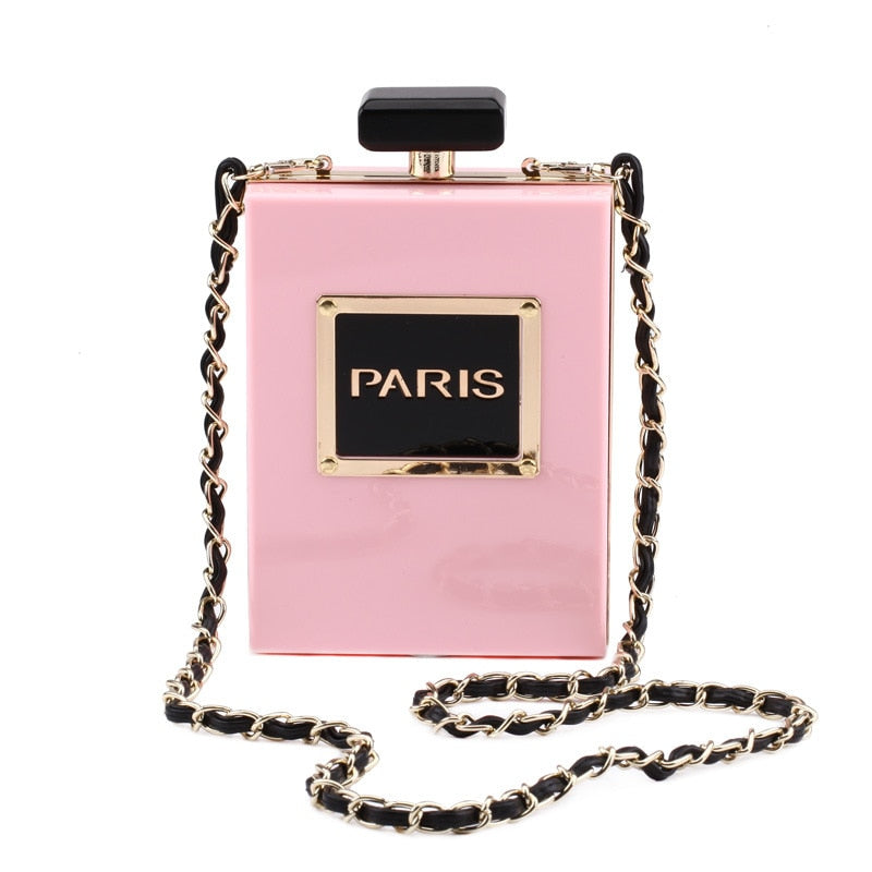 Women's Acrylic Paris Perfume Shaped Clutch Purse