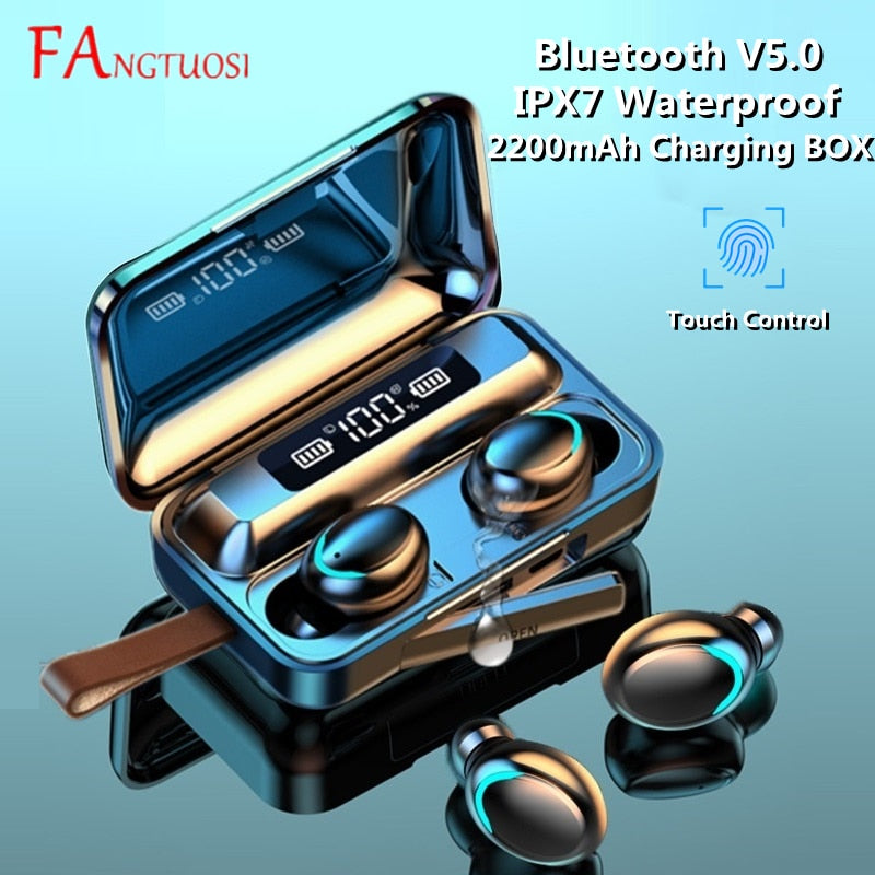 Bluetooth V5.0 Earphones 2200mAh Charging Box Wireless Headphone Stereo Sports Waterproof Earbuds Headsets With Mic