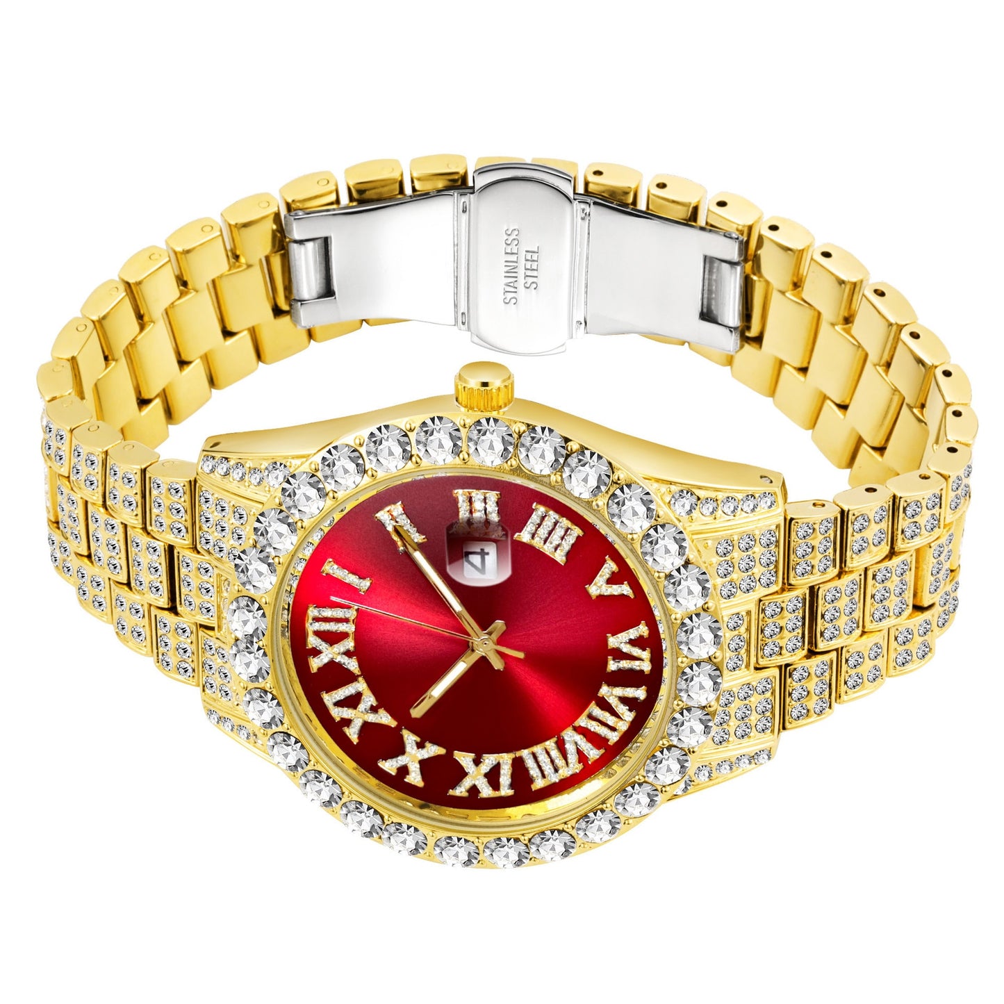 Silver/Gold Diamond Stainless Steel Colored Quartz Watch