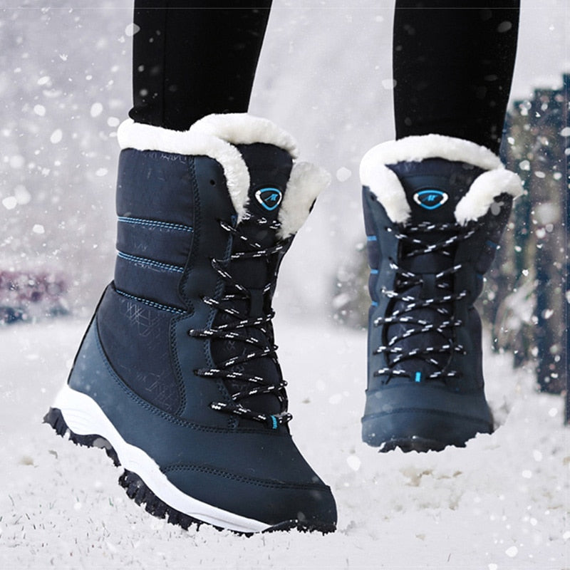 Colorblock Ladies Platform Plush Snowboots