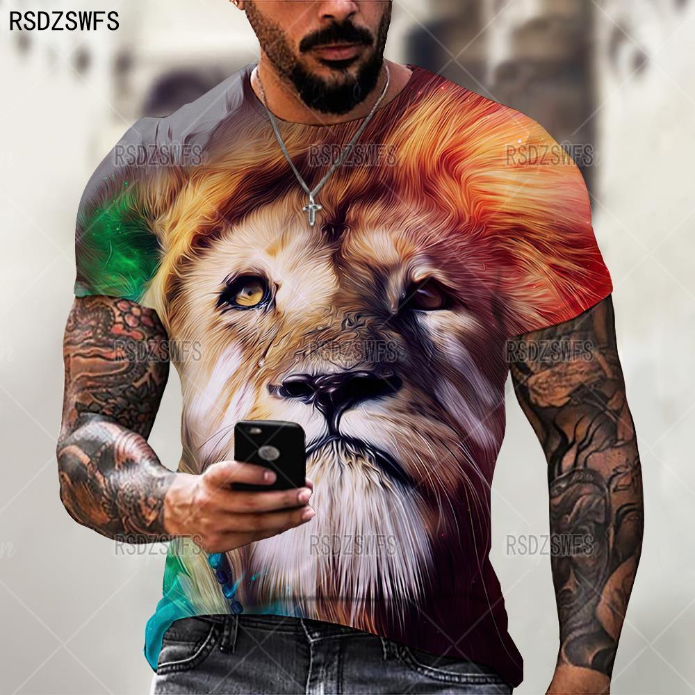 Lion Design O-Neck Short Sleeve Oversized T-Shirt