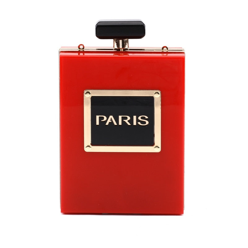 Women's Acrylic Paris Perfume Shaped Clutch Purse