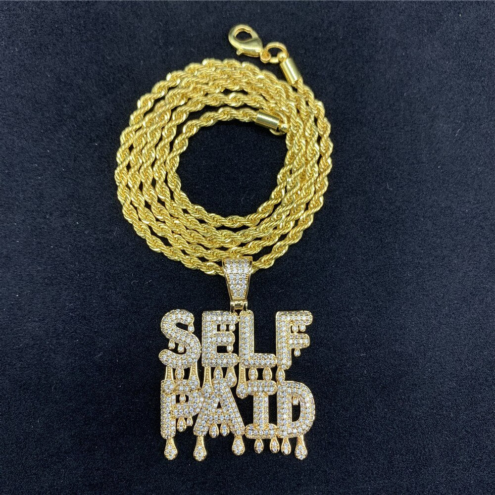 Iced Out Bubble "Self Paid" Pendant Rope Chain