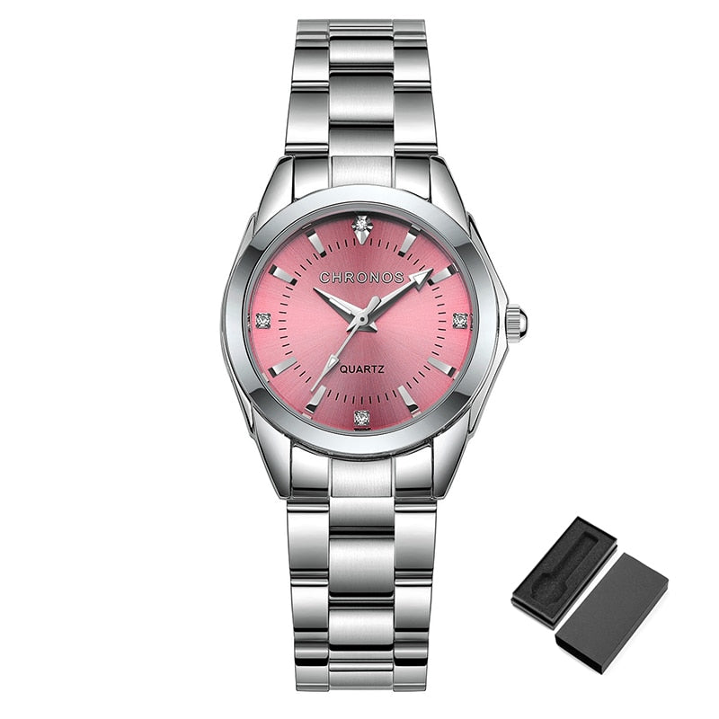 Colored Luxury Ladies Movement Stainless Steel Watch