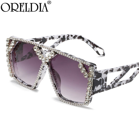 Oversized Square Diamond Rhinestone  Designer UV400 Unisex Sunglasses