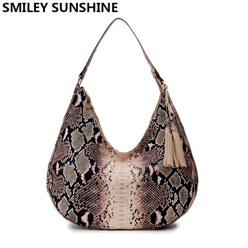 Snakeskin Women's Vintage Large Hobo Shoulder Bag Satchel Purse