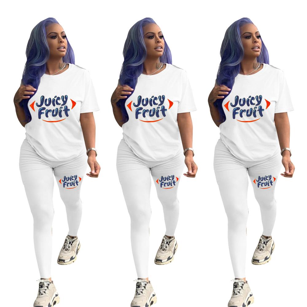 "Juicy Fruit" Short Sleeve Ladies T-Shirt + Matching Sweatpants 2-Piece Set