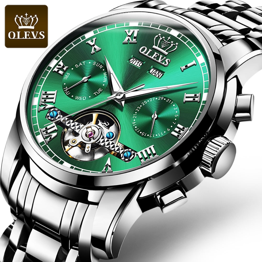 Automatic Self-Wind Mechanical Men Watches Stainless Steel Waterproof