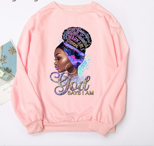 Black Woman Graphic Print Hoodie Sweatshirts