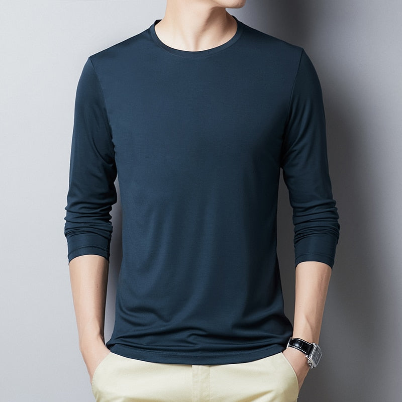 Men's Cotton Long sleeve Solid Color Slim Fit T-Shirt