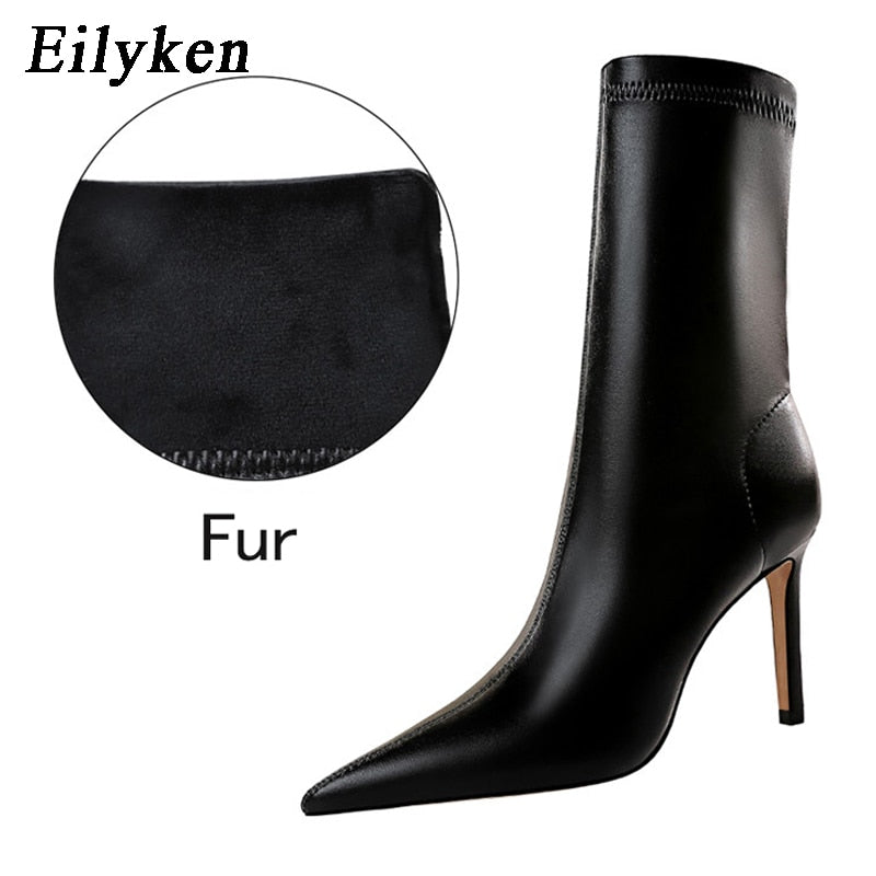 Soft PU Leather Pointed Toe Stiletto Ankle Boots