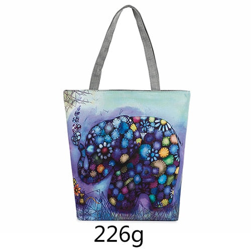 Floral Print Women Shoulder Canvas Shopping Tote Bag