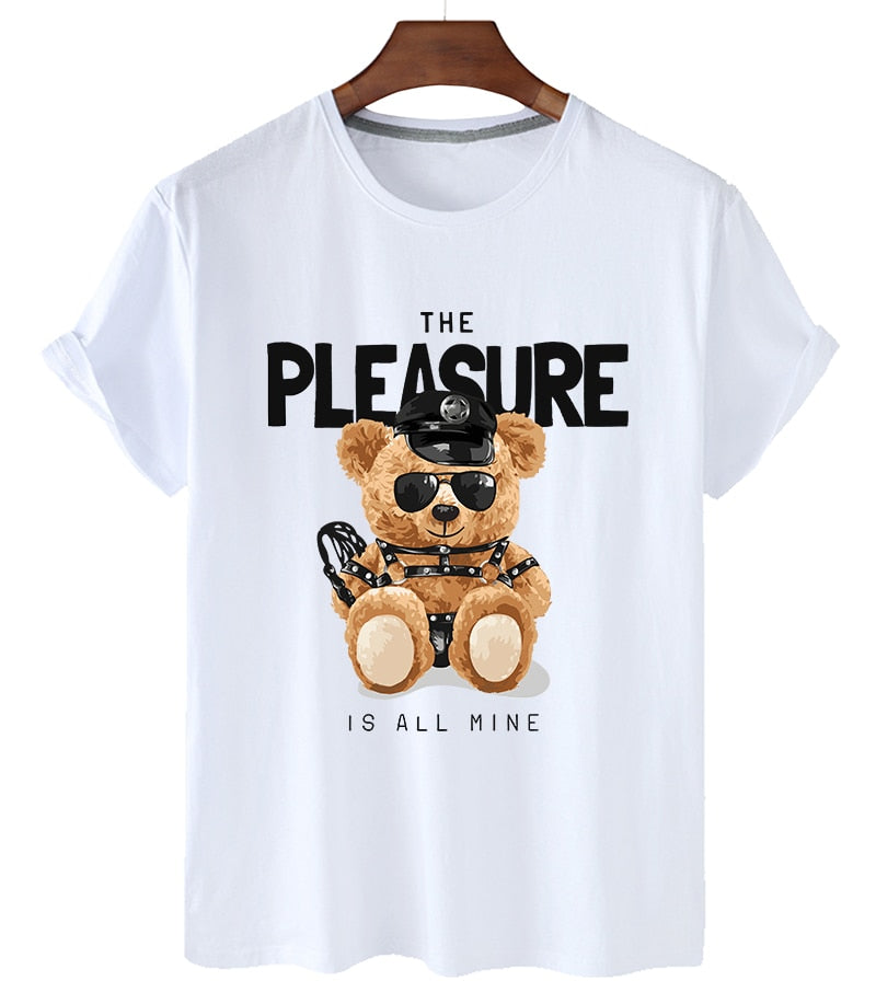 Teddy Bear "Pleasure" Lerinted 100% Cotton Plus-Size Short-Sleeved T-Shirt to 4X