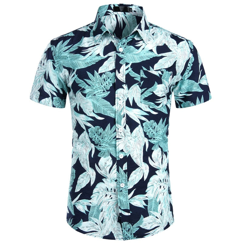 Men's Hawaiian Tropical Pink Floral Beach Short Sleeve Shirt