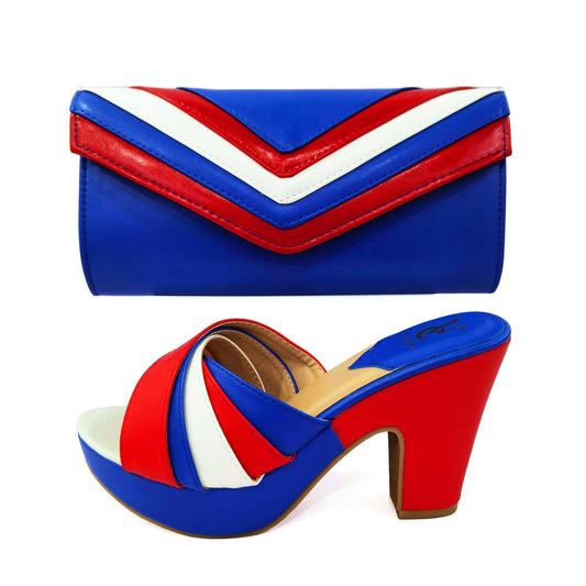 Striped Italian Designer Shoes and Bags Matching Set