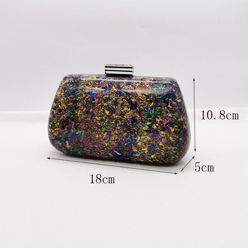 Paint Splash Design Shell Acrylic Evening Clutch Purse