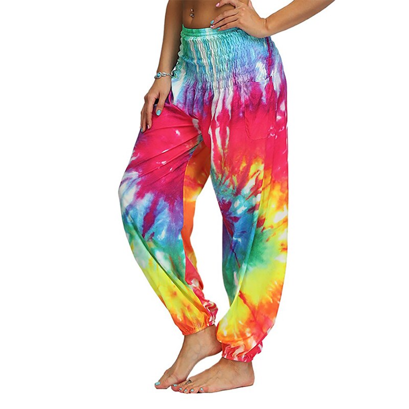 Tie-Dye Pocket Gradient Bohemian Ladies Pants Plus to 5X