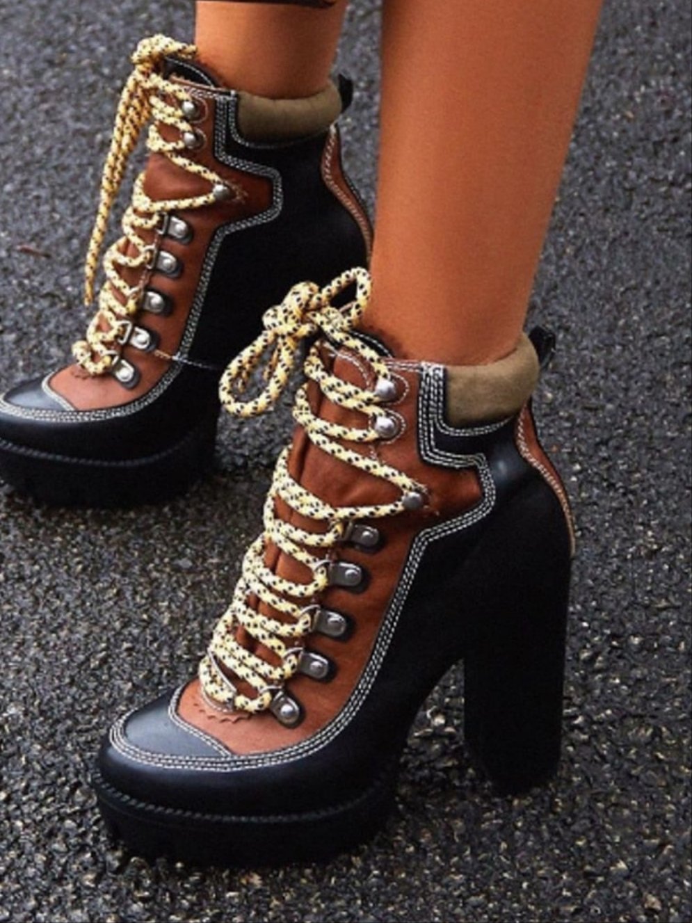 Lace Up High Platform Ankle Boots