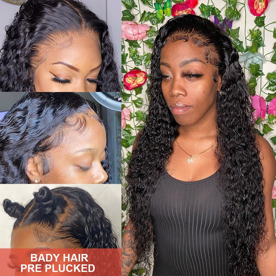 Brazilian Water Wave  HD Transparent Lacefront 100% Human Hair 10'34 Inch Wet & Wavy Loose Deep Wave Frontal Wigs