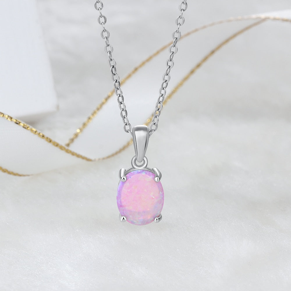 Pink Opal Ring, Pendant Necklace + Stud Earrings Jewelry Set