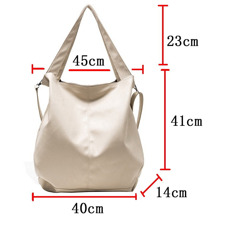 Soft Leather Large Capacity Handbag Tote Shoulder Bag