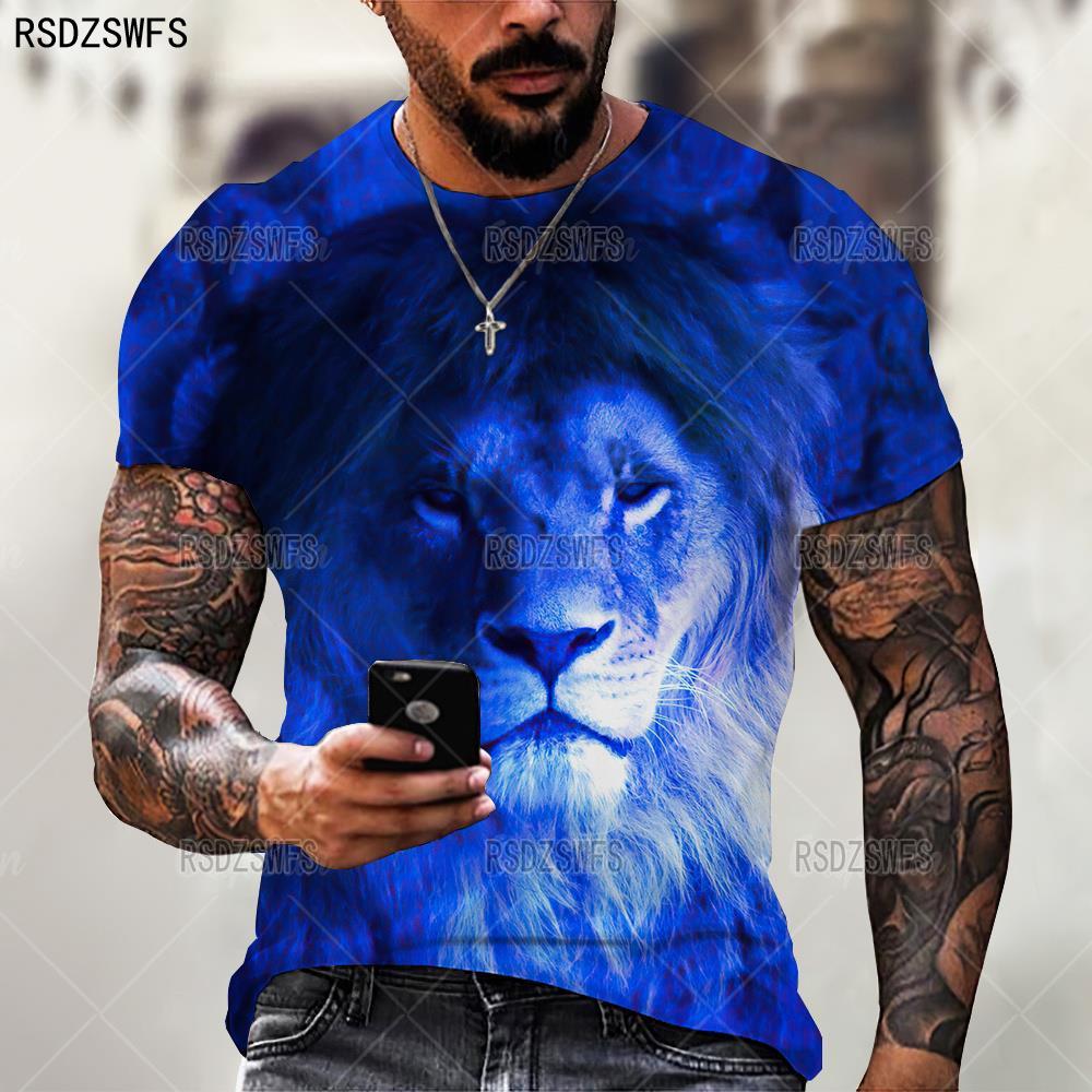 Lion Design O-Neck Short Sleeve Oversized T-Shirt