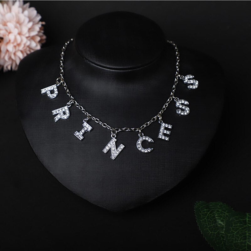 Letter Crystal Necklace Choker