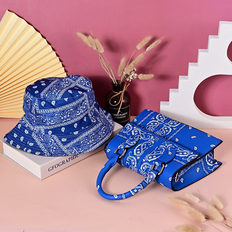 Bandana Print Bucket Hat & Matching Satchel Purse/2-Piece Set