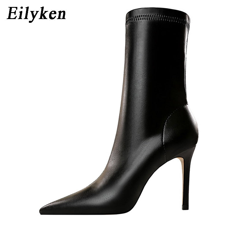 Soft PU Leather Pointed Toe Stiletto Ankle Boots