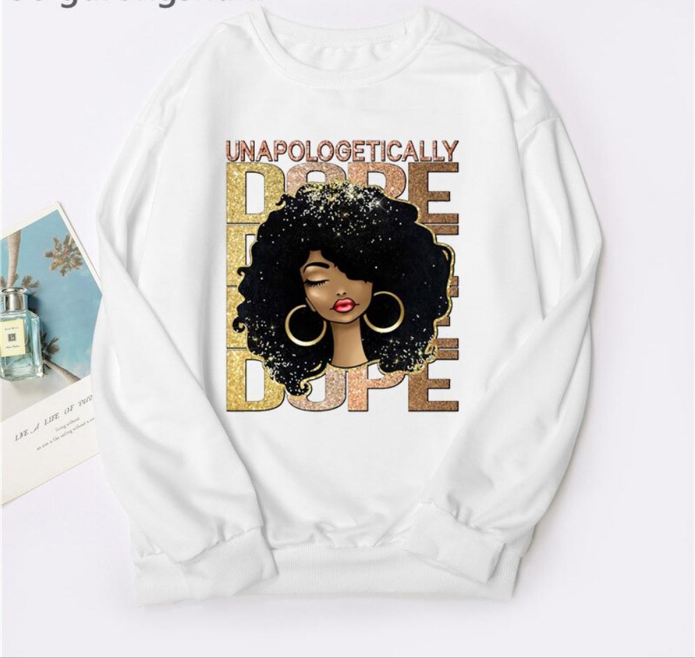 Black Woman Graphic Print Hoodie Sweatshirts