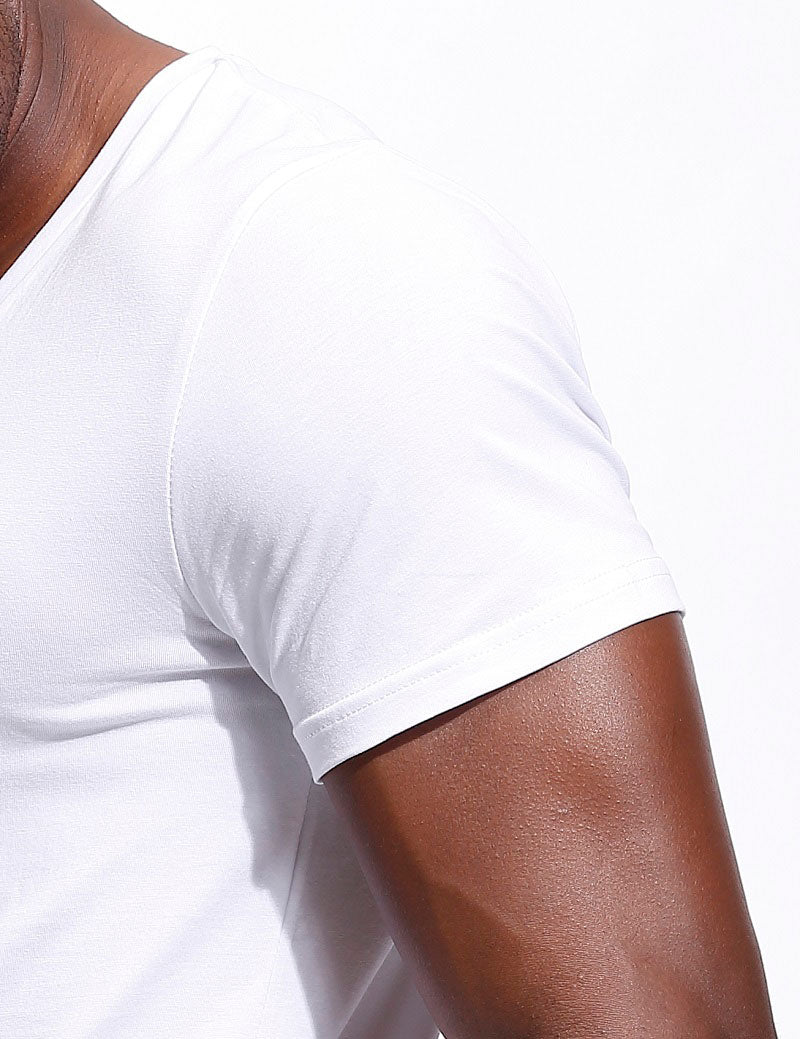 Men's Deep V-Neck Low Cut T-Shirt Invisible Undershirt