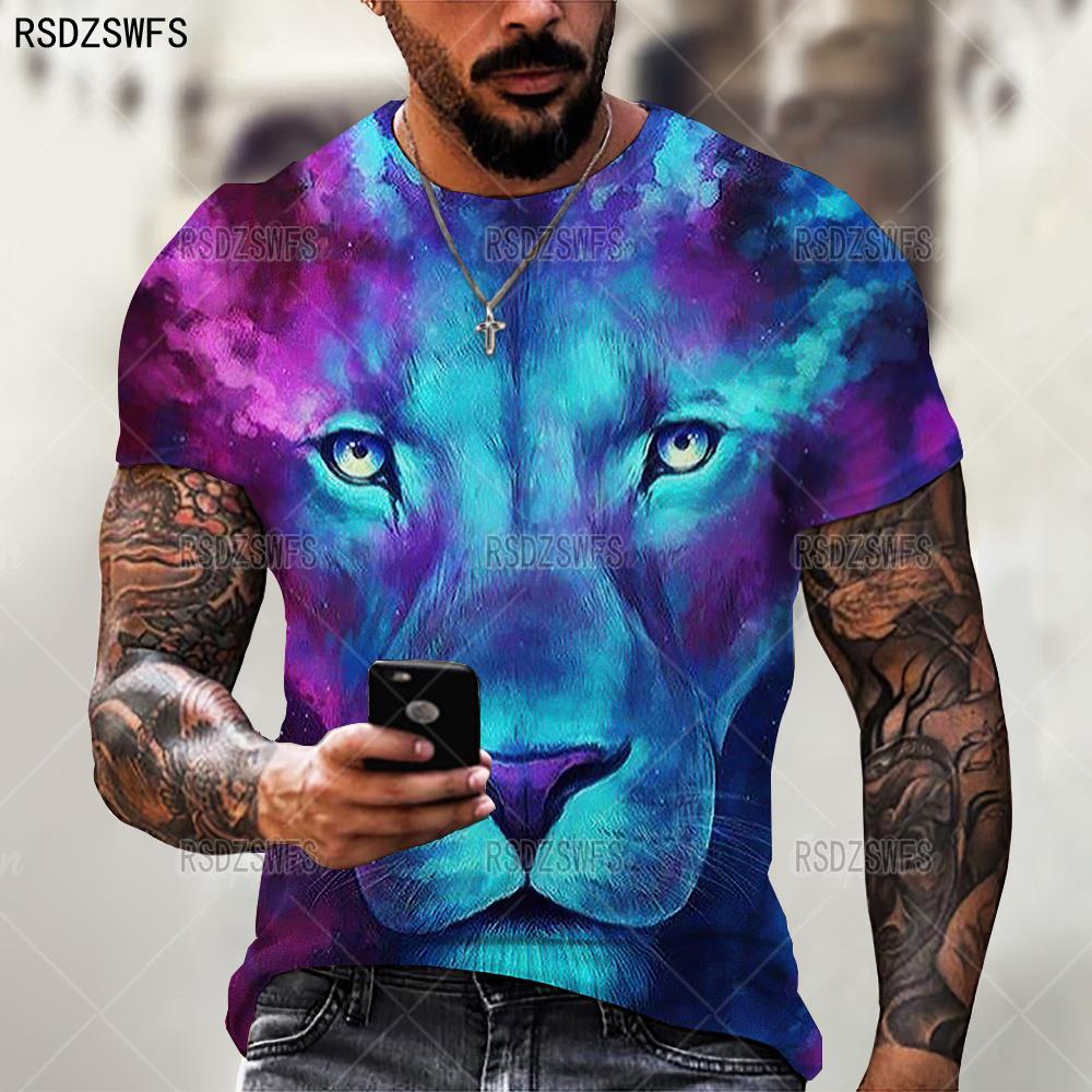 Lion Design O-Neck Short Sleeve Oversized T-Shirt