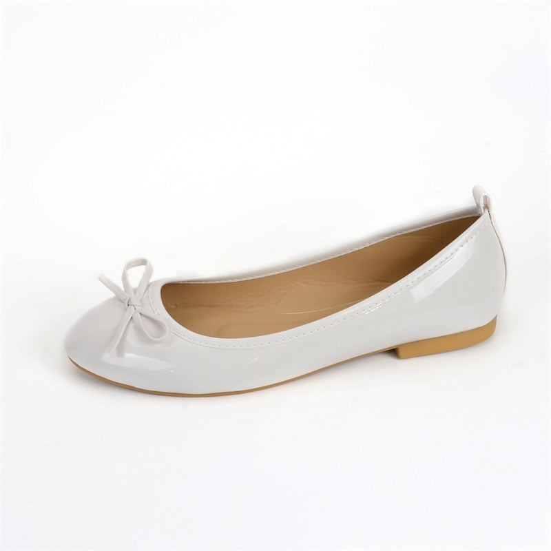 Ballet Patent Leather Bowknot Flat Ladies Shoes