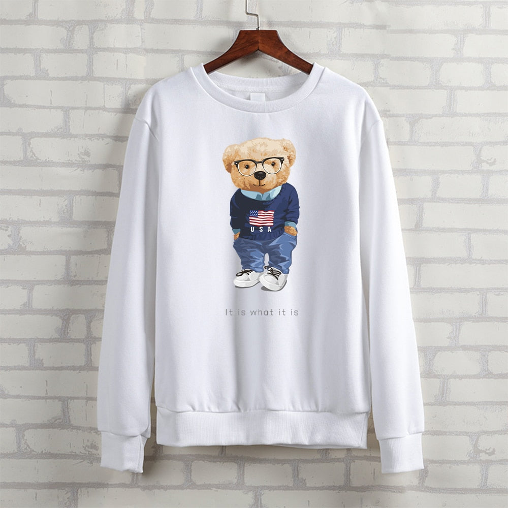 Teddy Bear "It Is What It Is" Letter Printed Unisex Heavy Blend Crewneck Sweatshirts