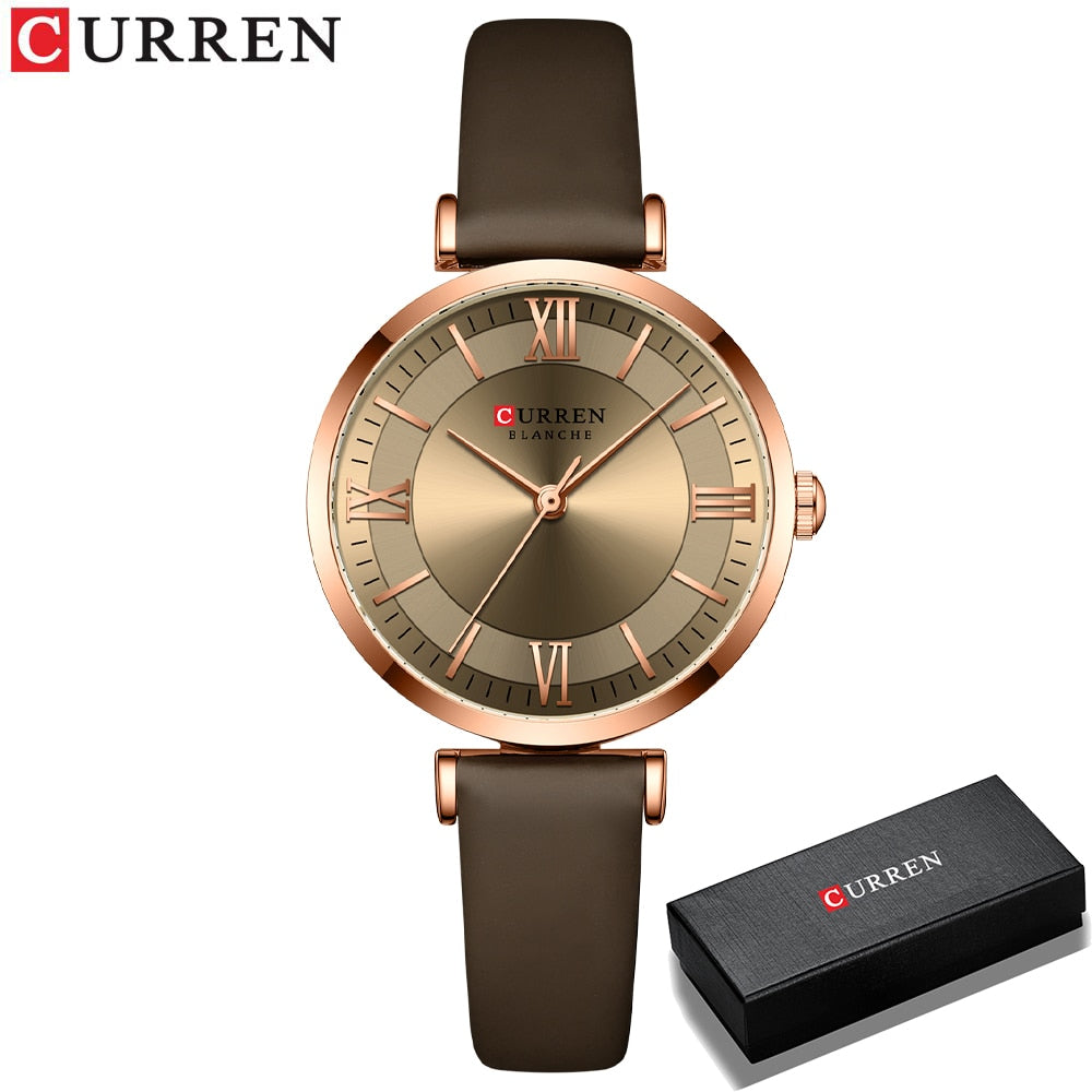 Round Quartz Leather Ladies Watches