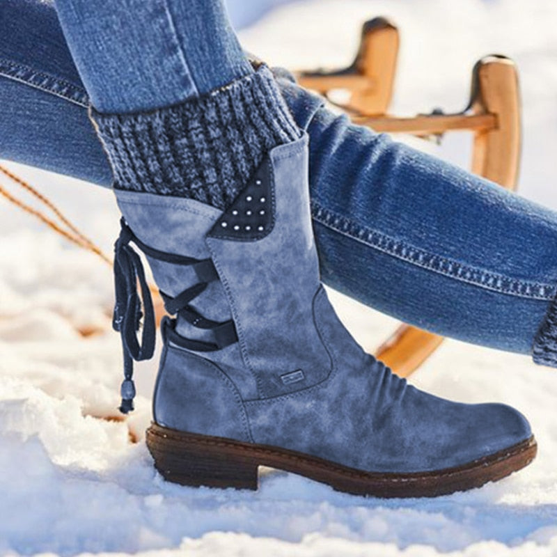 Suede Women's Mid-Calf Snowboots