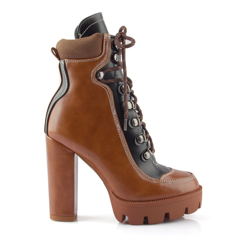 Lace Up High Platform Ankle Boots