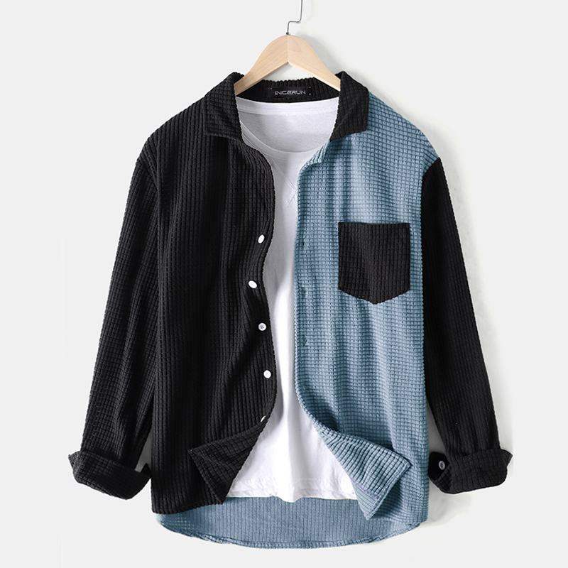 Men's Turn Down Collar Long Sleeve Button Up Shirt