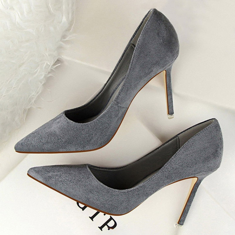 Solid Pointed Toe Stiletto High Heel Ladies Pumps