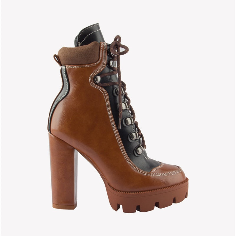 Lace Up High Platform Ankle Boots