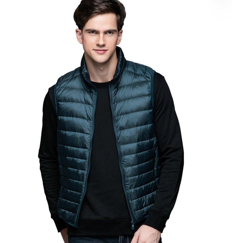 Duck Down Vest Ultra Light Men's Sleeveless Ribbed Vests