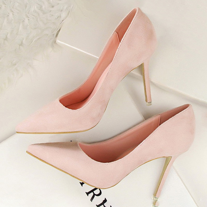 Solid Pointed Toe Stiletto High Heel Ladies Pumps