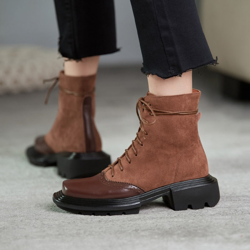 British Suede Retro Thick Sole Ladies Martin Boots