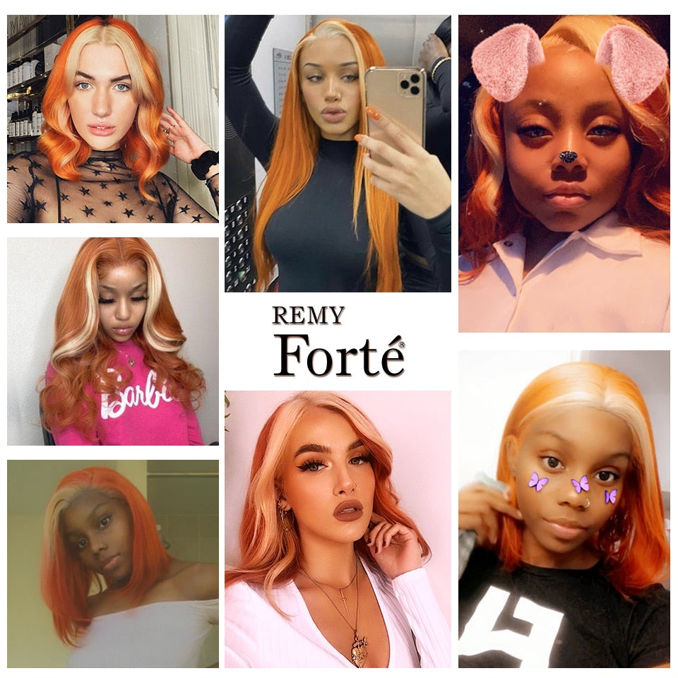 Remy Forte Blonde Body Wave Bundles With Closure Orange Brazilian Hair Weave Bundles 3 bundles Human Hair w/ Closure Fast US Shipping