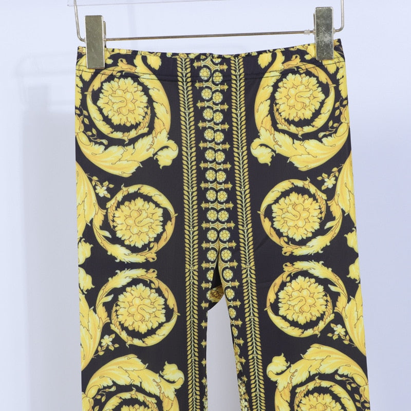 Italian Gold/Black Women's Printed Leggings