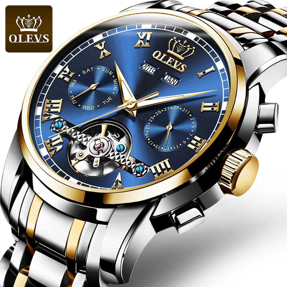 Automatic Self-Wind Mechanical Men Watches Stainless Steel Waterproof