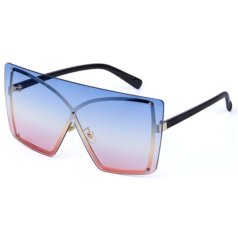 Oversized Rimless Square Sunglasses Metal UV400