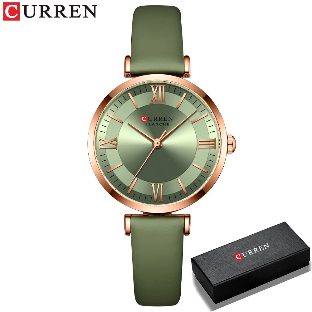 Round Quartz Leather Ladies Watches