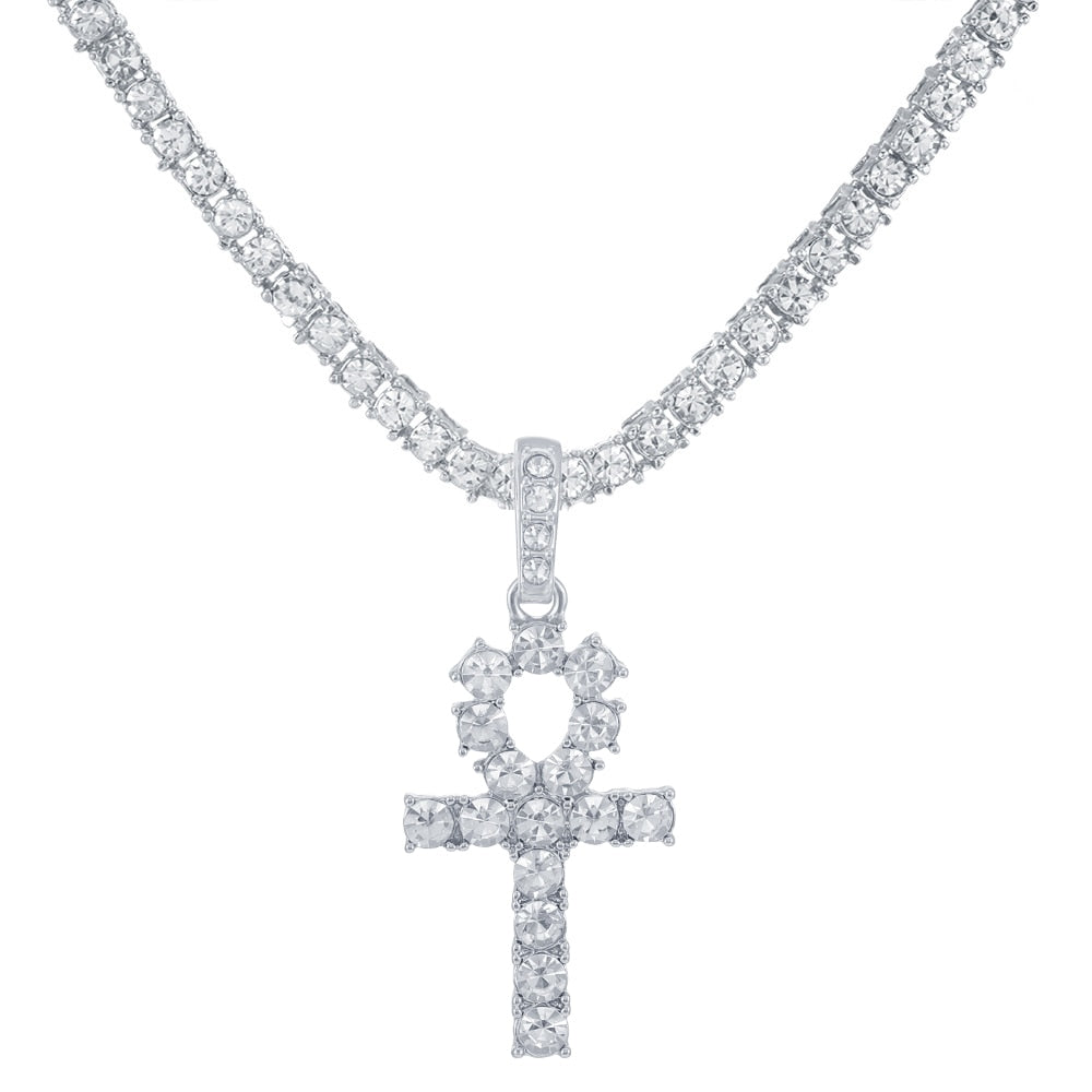 Iced Out Diamond Cross Pendant Necklaces-Gold or Silver Chain