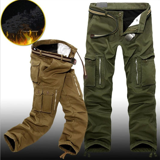 Men's Zipper Cotton Trousers Loose Army Green Cargo Pants